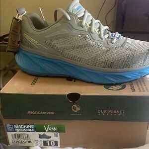 Skechers Vegan Gray Sneakers with Blue Sole